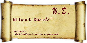 Wilpert Dezső névjegykártya